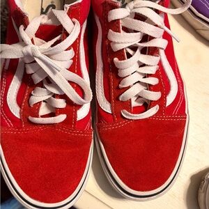 Vans Bold Red and White Lace-Up Shoes